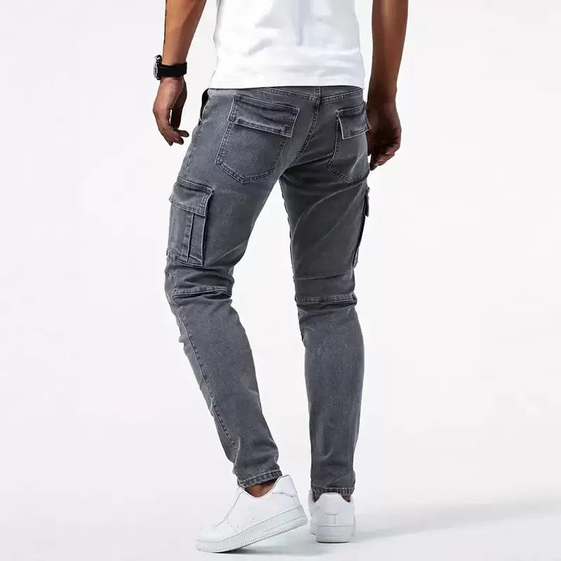 Men's Slim Fit Denim Cargo Jeans