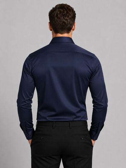 Men's Slim Fit Satin Feel Stretch Dress Shirt