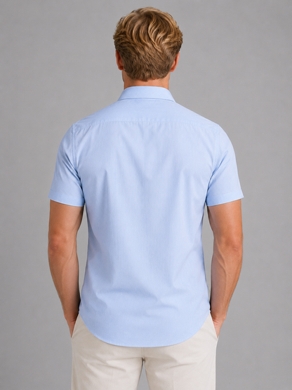 Men's Slim Fit Short Sleeve Button-Down Shirt, Smart Casual
