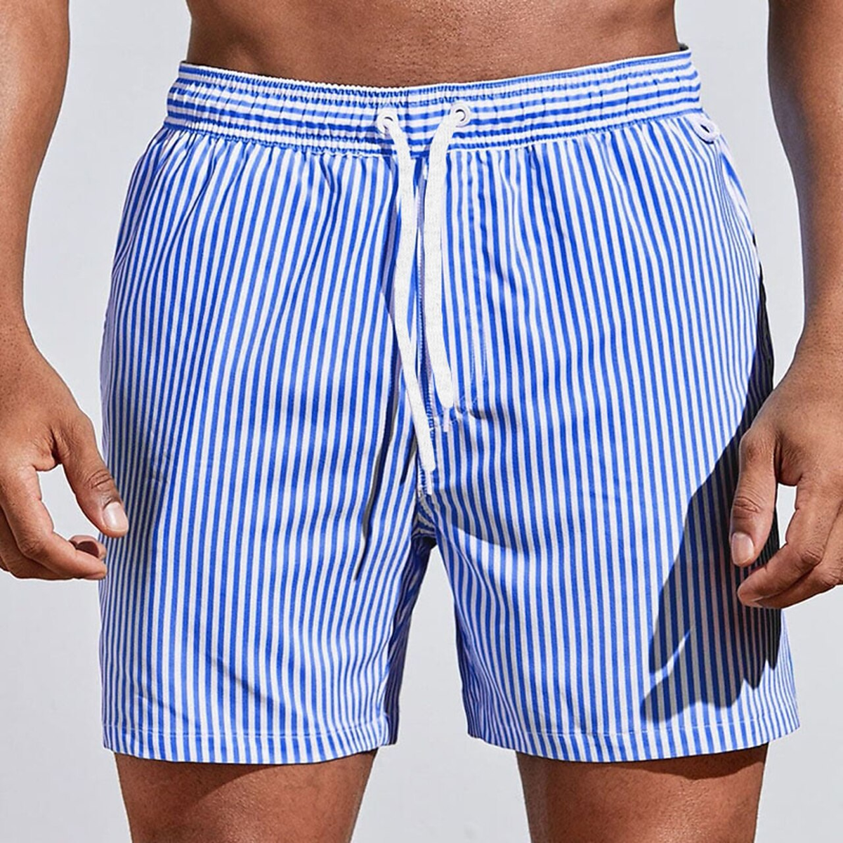 Men's Striped Shorts with Drawstring Waist
