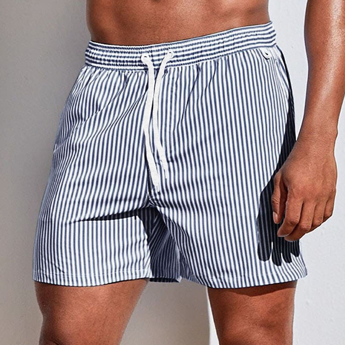 Men's Striped Shorts with Drawstring Waist