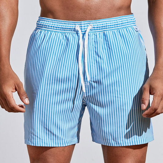 Men's Striped Shorts with Drawstring Waist