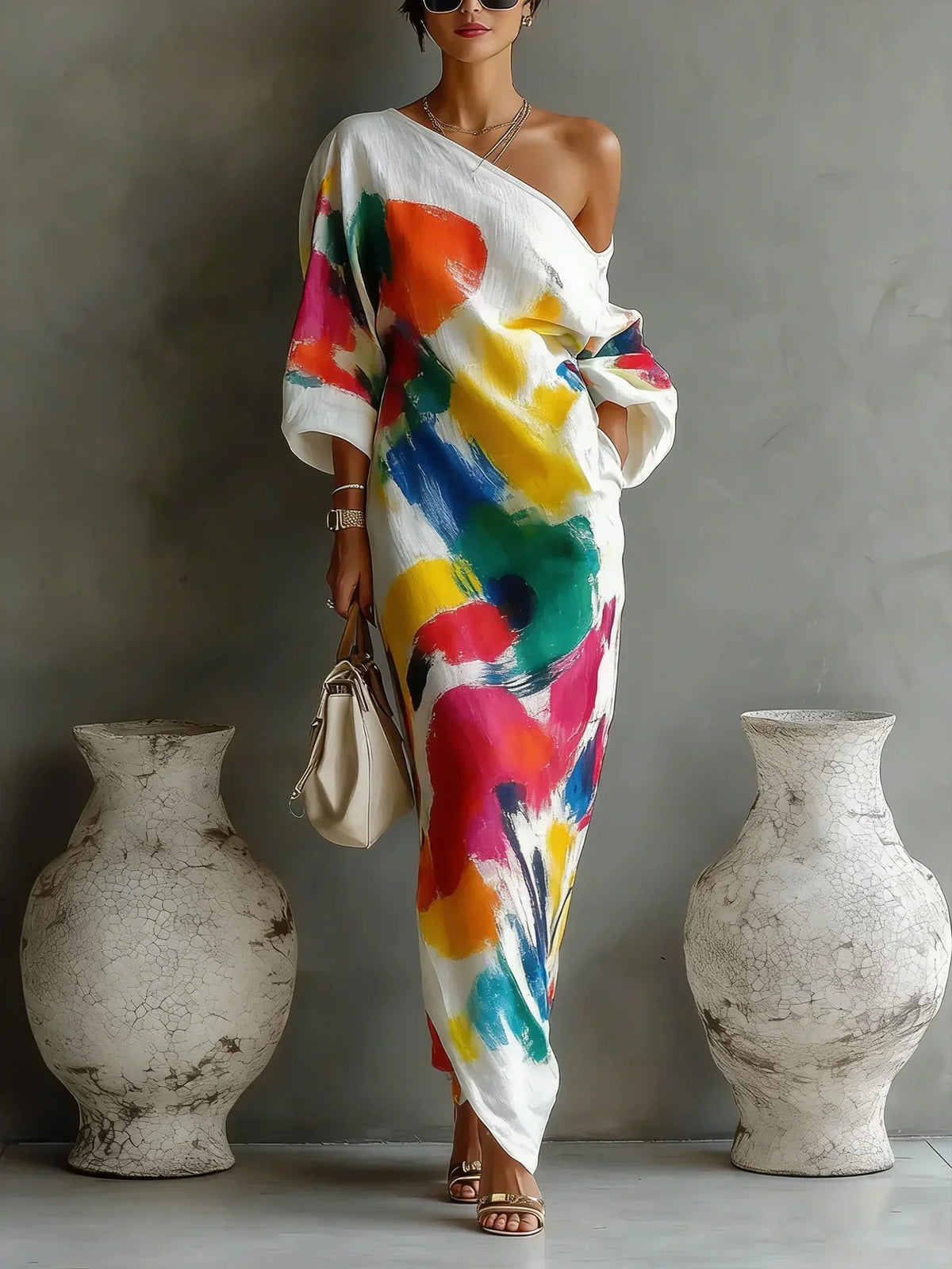 Women's Abstract Print Maxi Dress for Summer Events