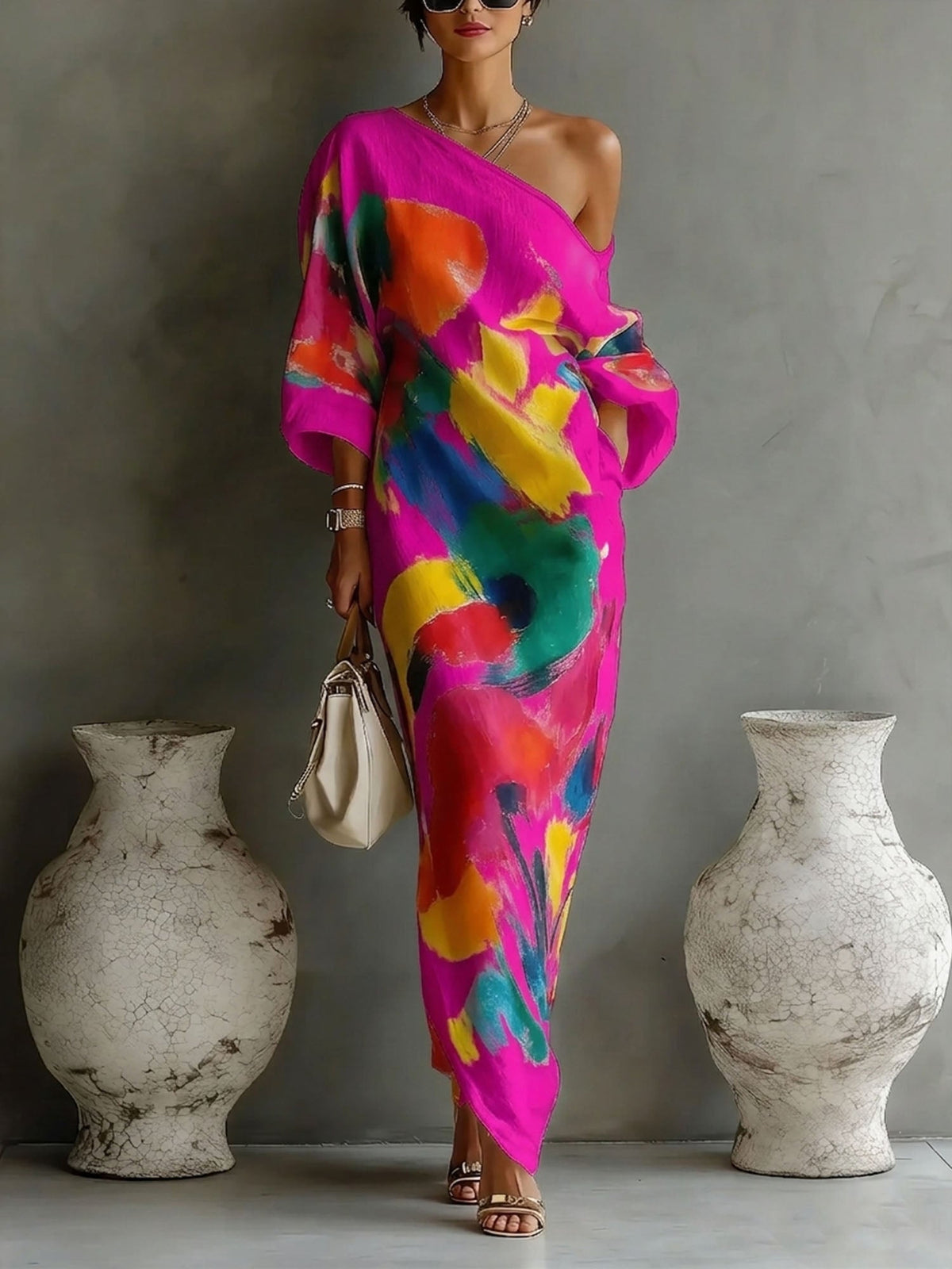 Women's Abstract Print Maxi Dress for Summer Events