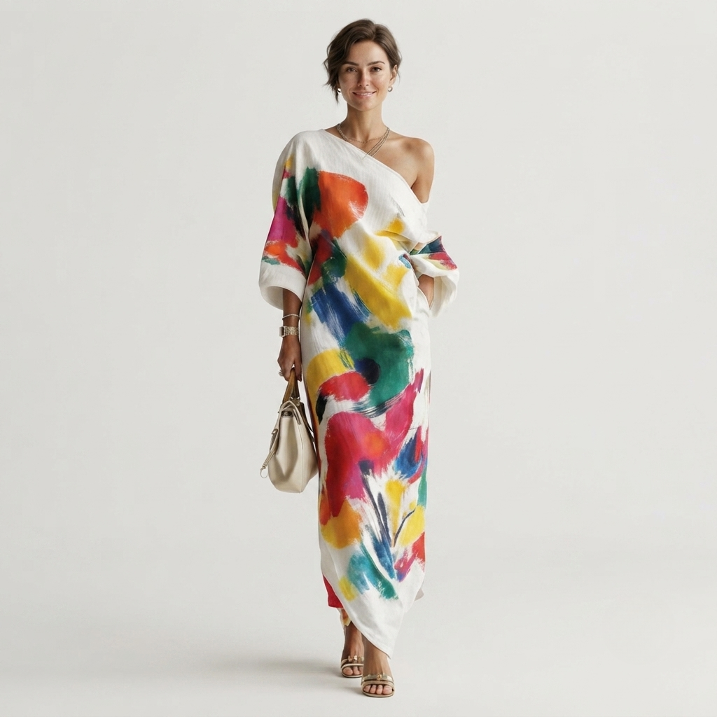 Women's Abstract Print Maxi Dress for Summer Events