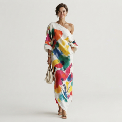 Women's Abstract Print Maxi Dress for Summer Events