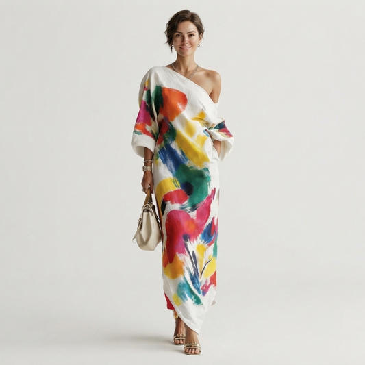 Women's Abstract Print Maxi Dress for Summer Events