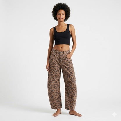 Women's Barrel Leg Jeans with Relaxed Curved Fit