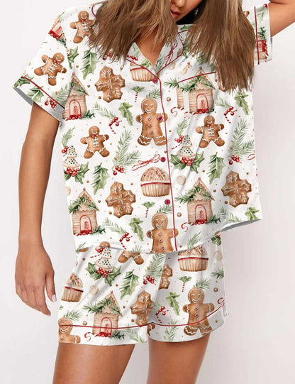 Women's Black Candy Cane Print Christmas Pyjamas