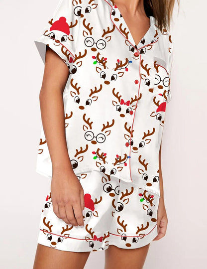 Women's Black Candy Cane Print Christmas Pyjamas