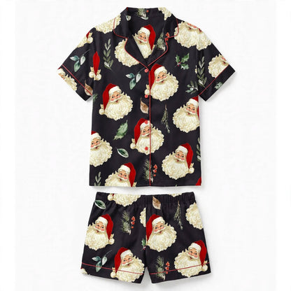 Women's Black Candy Cane Print Christmas Pyjamas