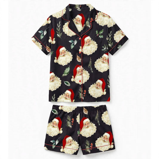 Women's Black Candy Cane Print Christmas Pyjamas
