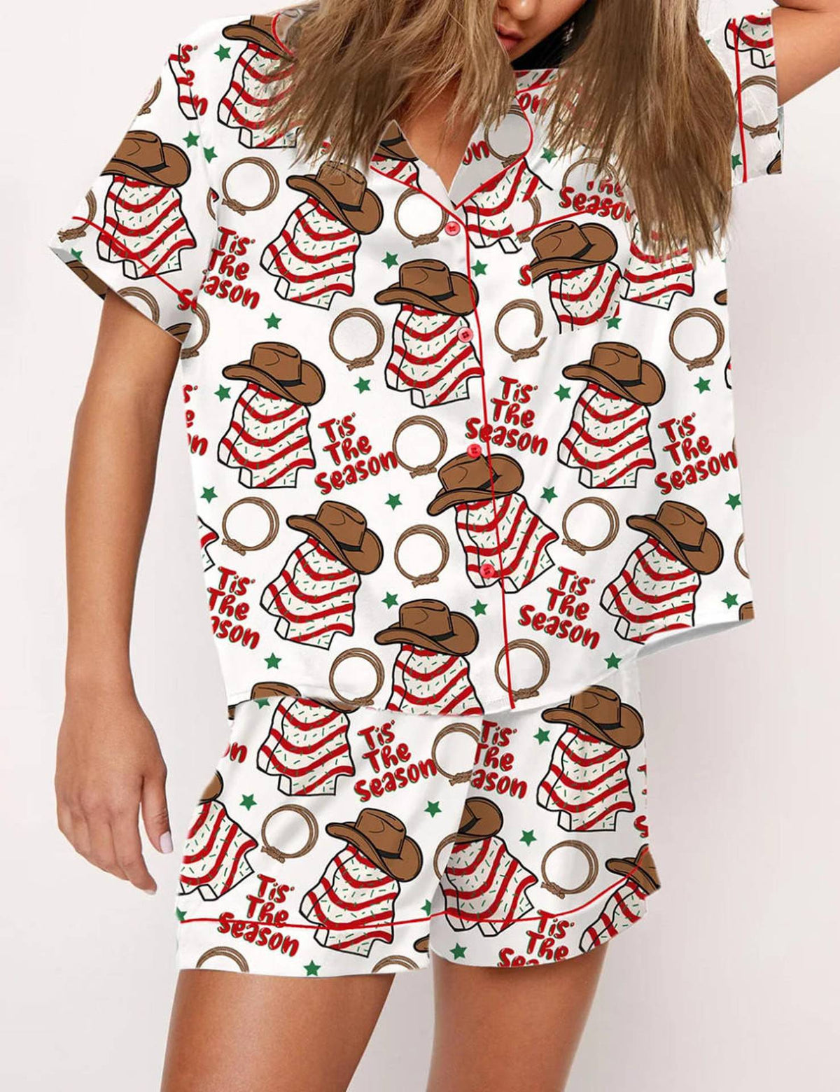 Women's Black Candy Cane Print Christmas Pyjamas