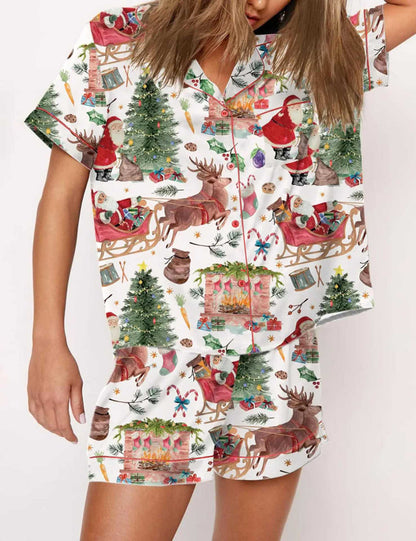 Women's Black Candy Cane Print Christmas Pyjamas