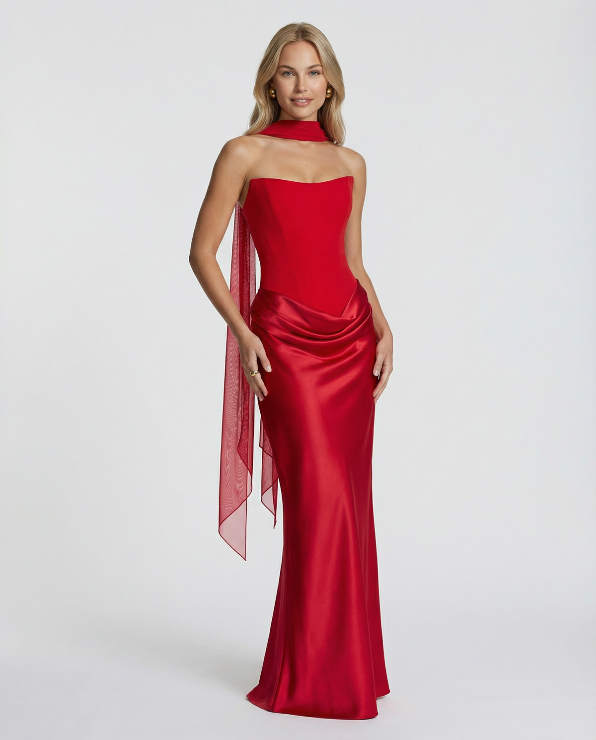 Women's Black Satin Corset Maxi Dress