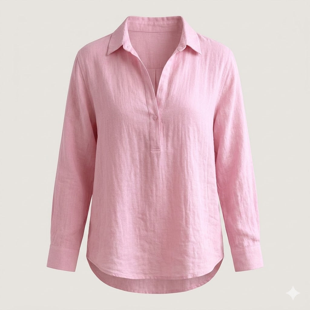 Women's Blush Linen Relaxed Shirt with Effortless Elegance