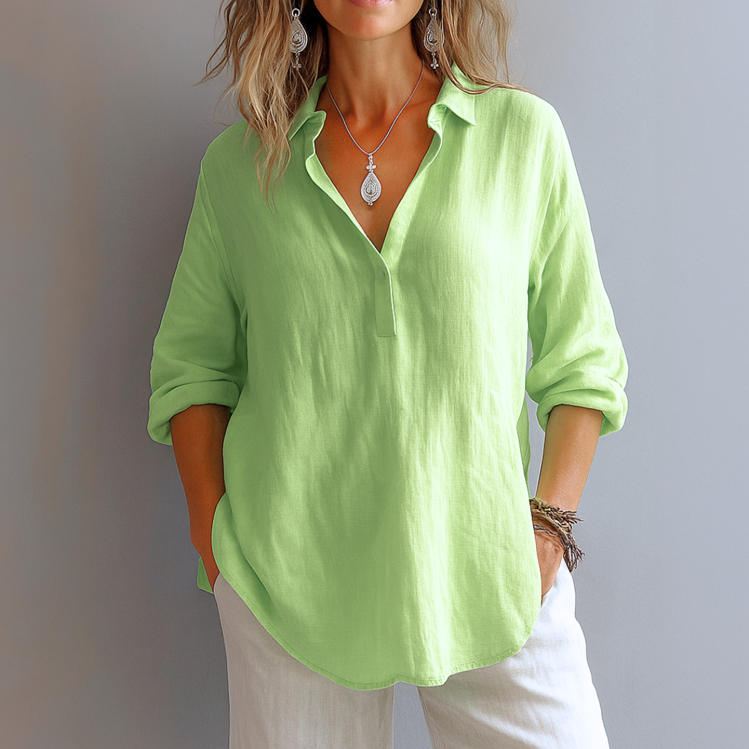 Women's Blush Linen Relaxed Shirt with Effortless Elegance