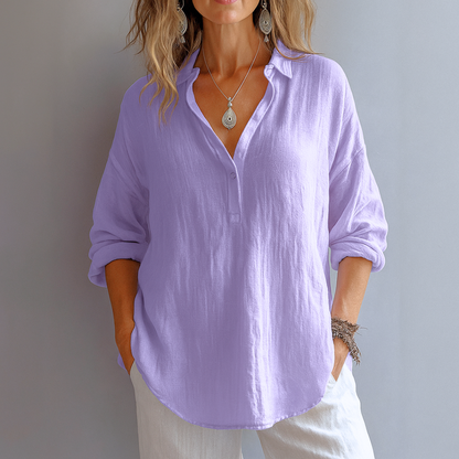 Women's Blush Linen Relaxed Shirt with Effortless Elegance
