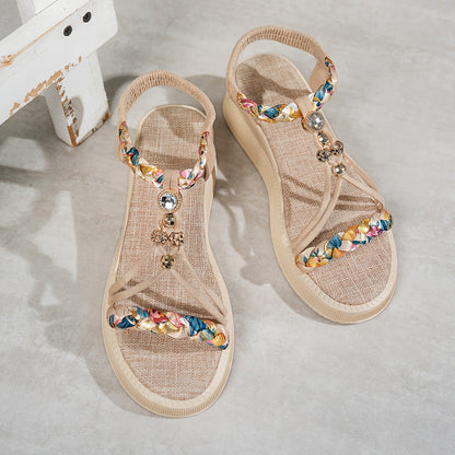 Women's Boho Braided Flat Sandals