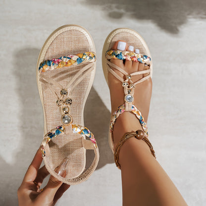 Women's Boho Braided Flat Sandals