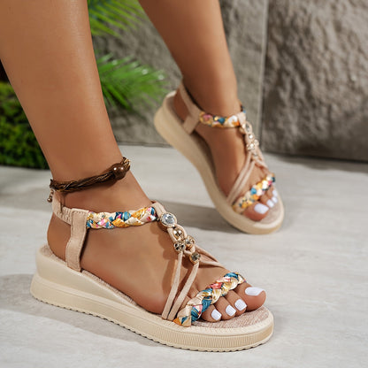 Women's Boho Braided Flat Sandals