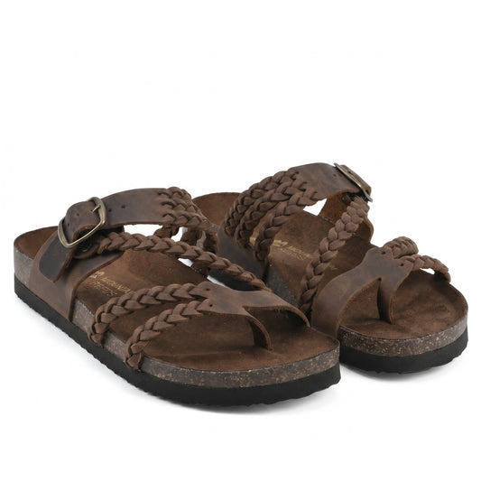 Women's Braided Flat Sandals with Adjustable Buckle Strap