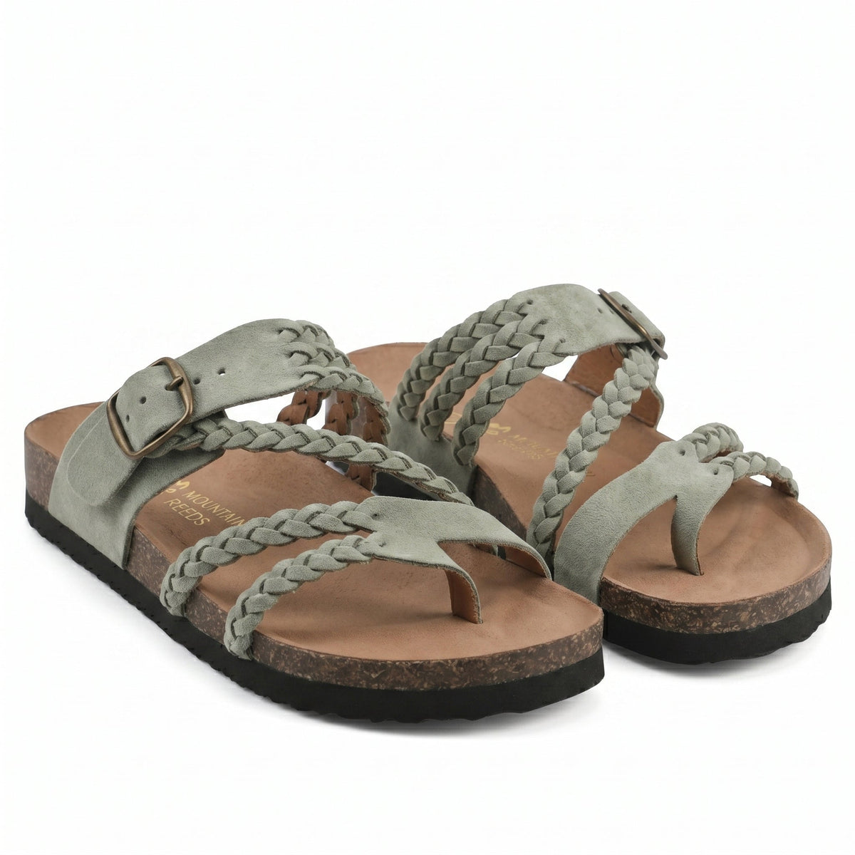Women's Braided Flat Sandals with Adjustable Buckle Strap