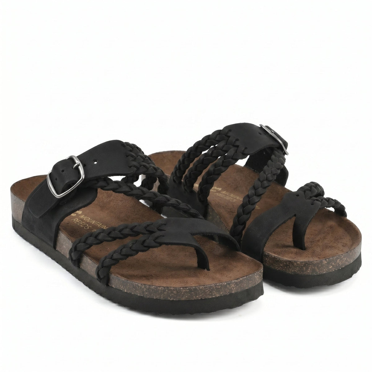 Women's Braided Flat Sandals with Adjustable Buckle Strap