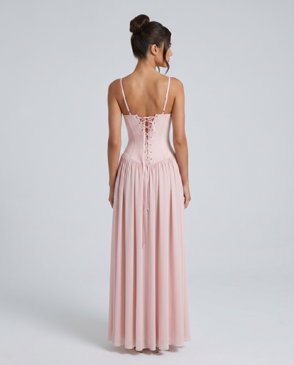 Women's Bustier Corset Boning Structured Maxi Dress