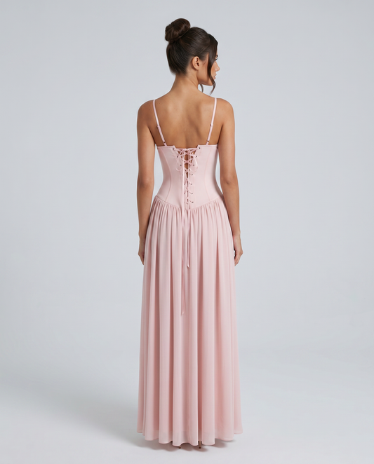 Women's Bustier Corset Boning Structured Maxi Dress