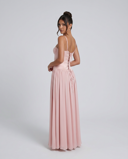 Women's Bustier Corset Boning Structured Maxi Dress