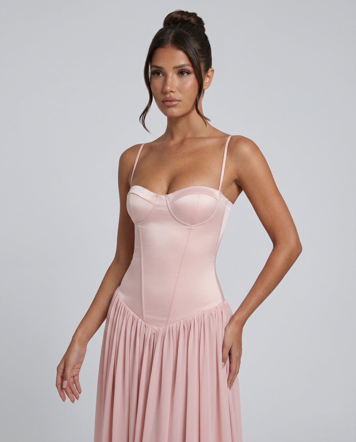 Women's Bustier Corset Boning Structured Maxi Dress