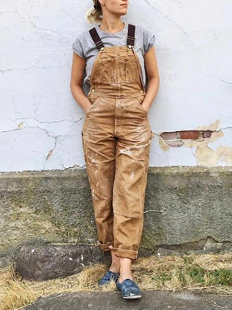Women's Casual Utility Dungaree Jumpsuit