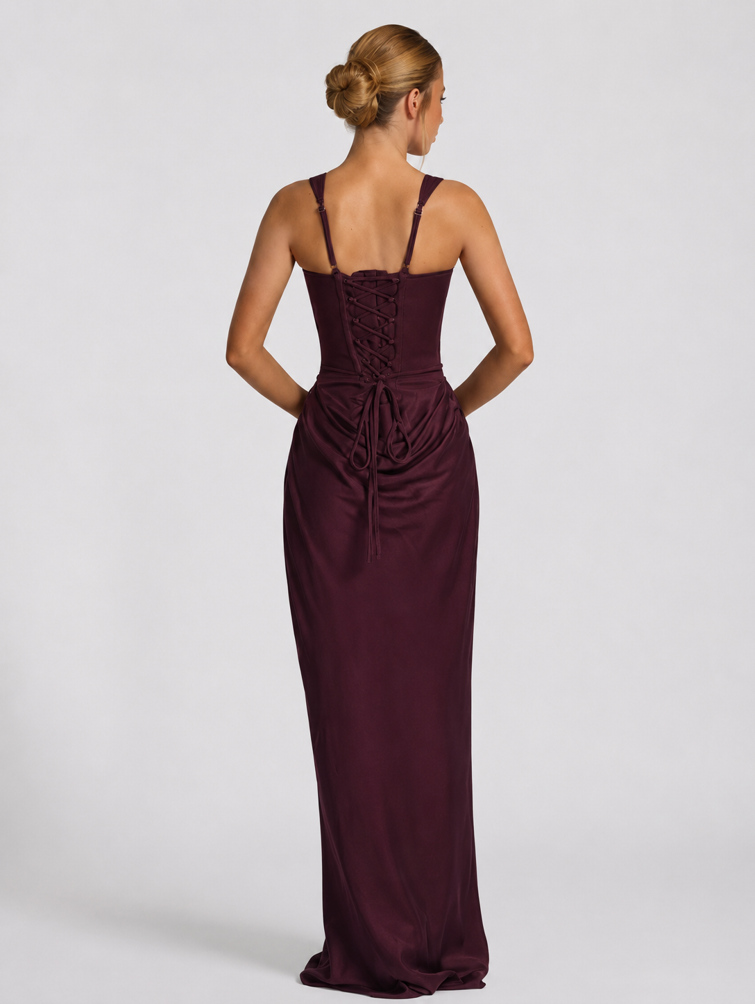 Women's Corset Maxi Dress with Draped Skirt