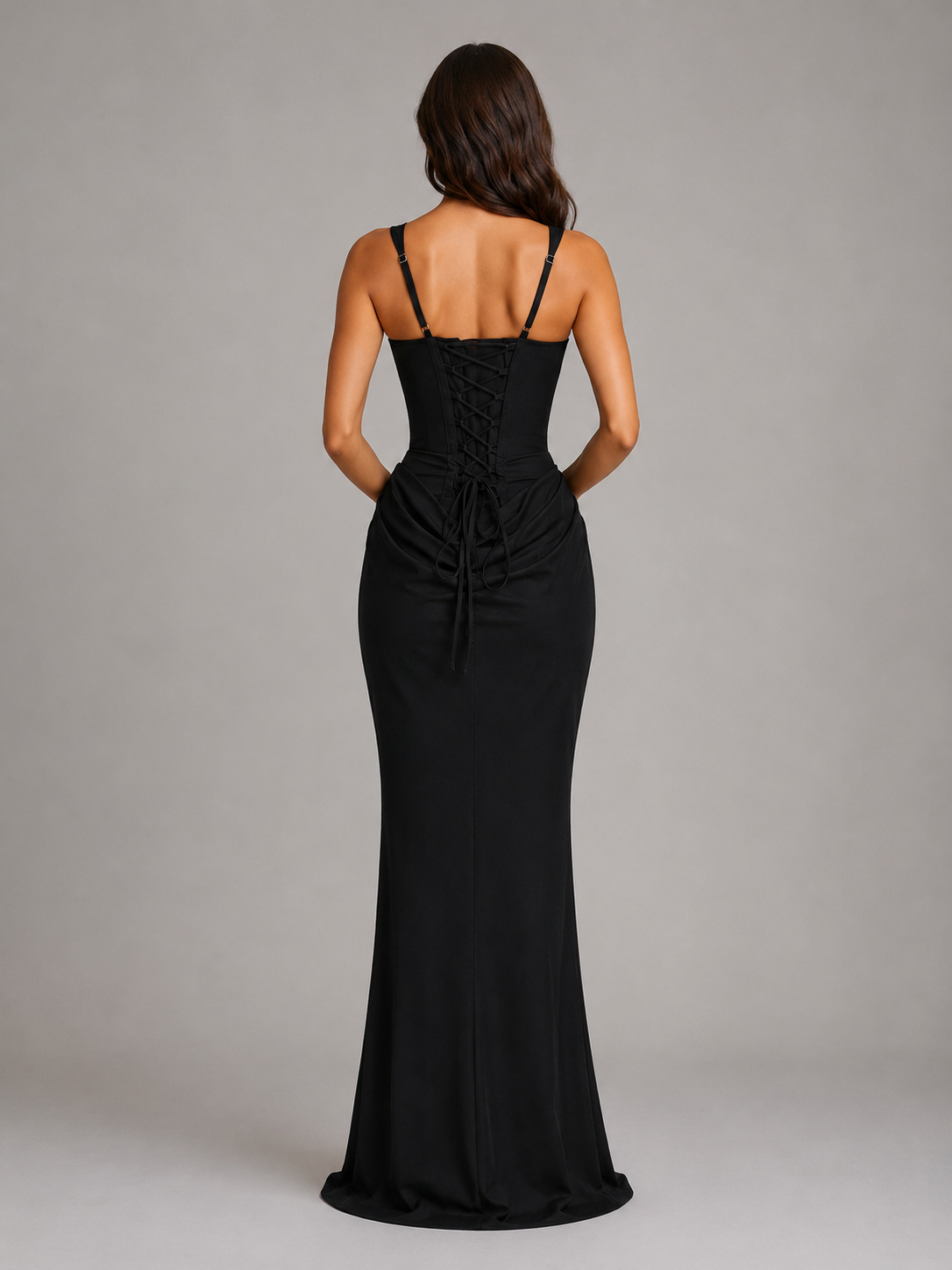 Women's Draped Corset Bodycon Maxi Dress