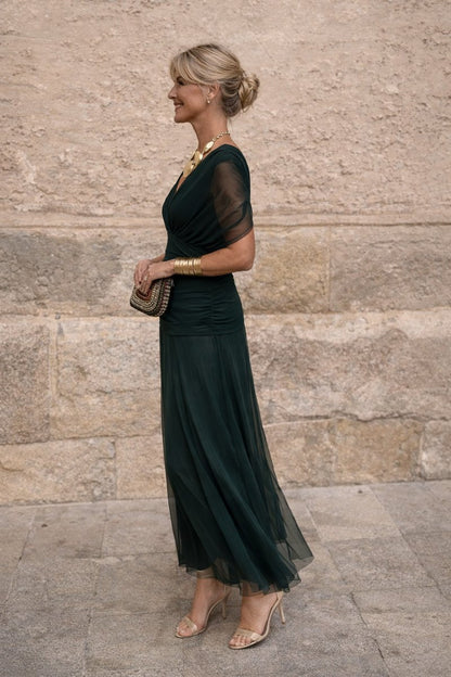 Women's Elegant Chiffon Maxi Summer Dress with V-Neck