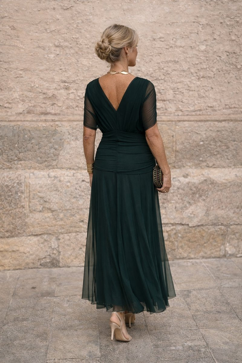 Women's Elegant Chiffon Maxi Summer Dress with V-Neck
