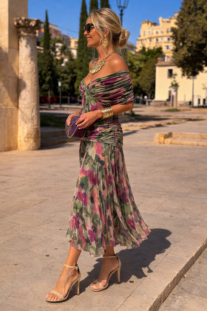 Women's Elegant Chiffon Maxi Summer Dress with V-Neck