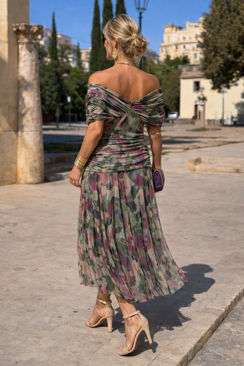 Women's Elegant Chiffon Maxi Summer Dress with V-Neck