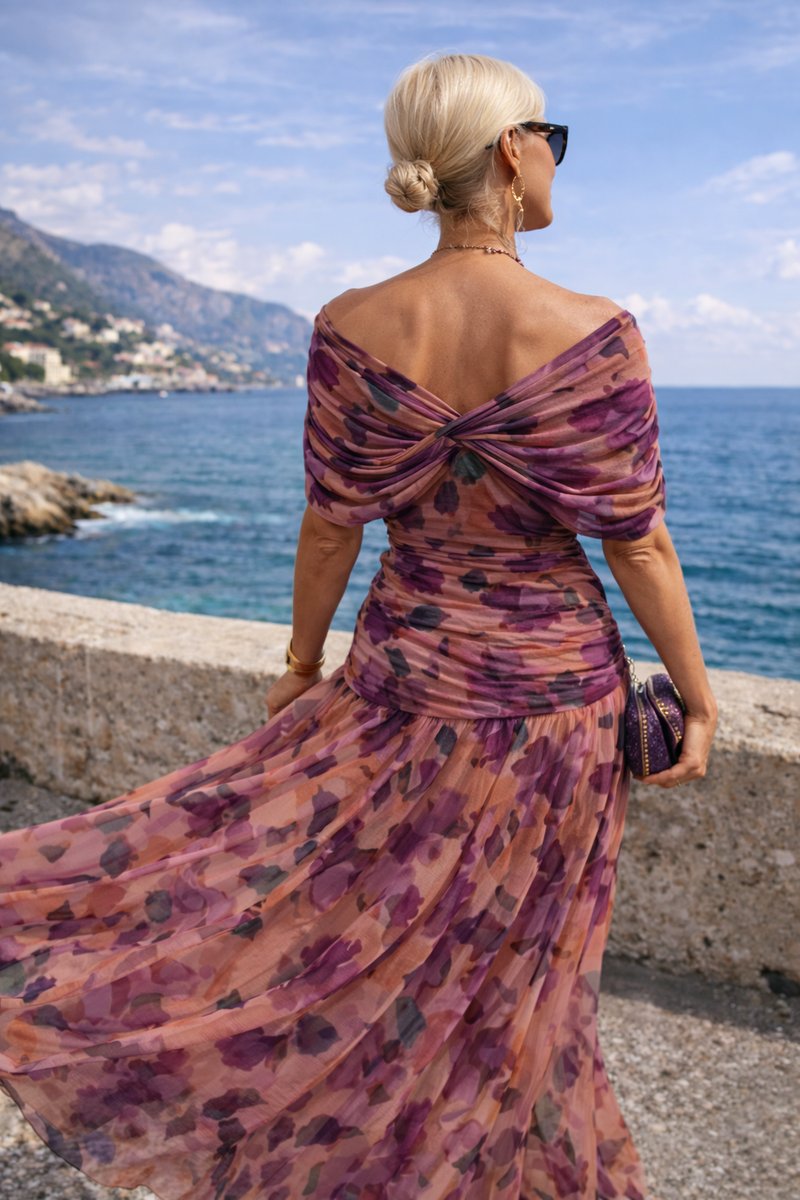 Women's Elegant Chiffon Maxi Summer Dress with V-Neck