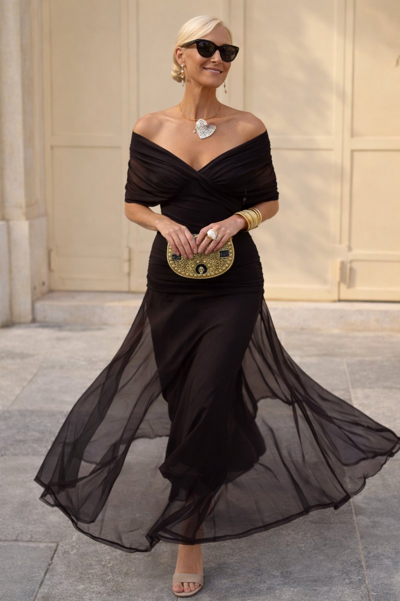 Women's Elegant Chiffon Maxi Summer Dress with V-Neck