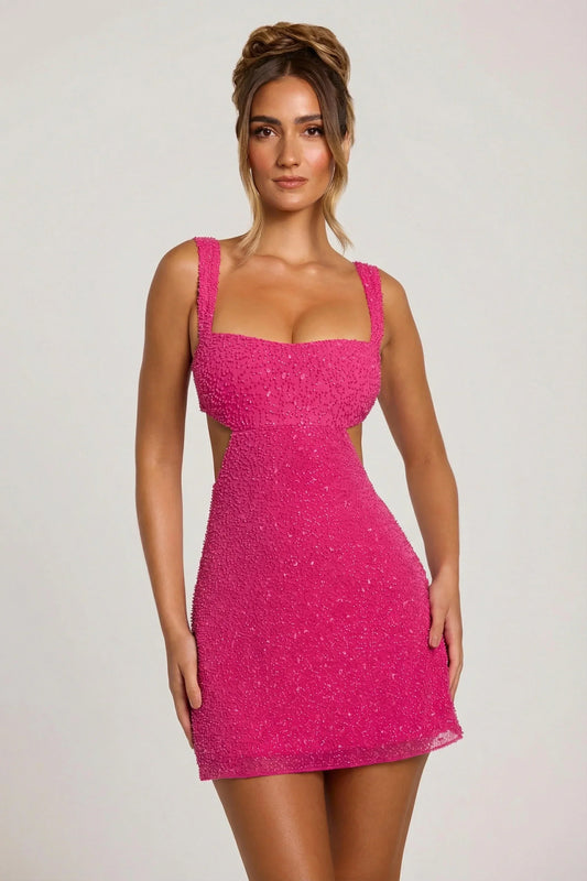 Women's Embellished Cut-Out Mini Dress