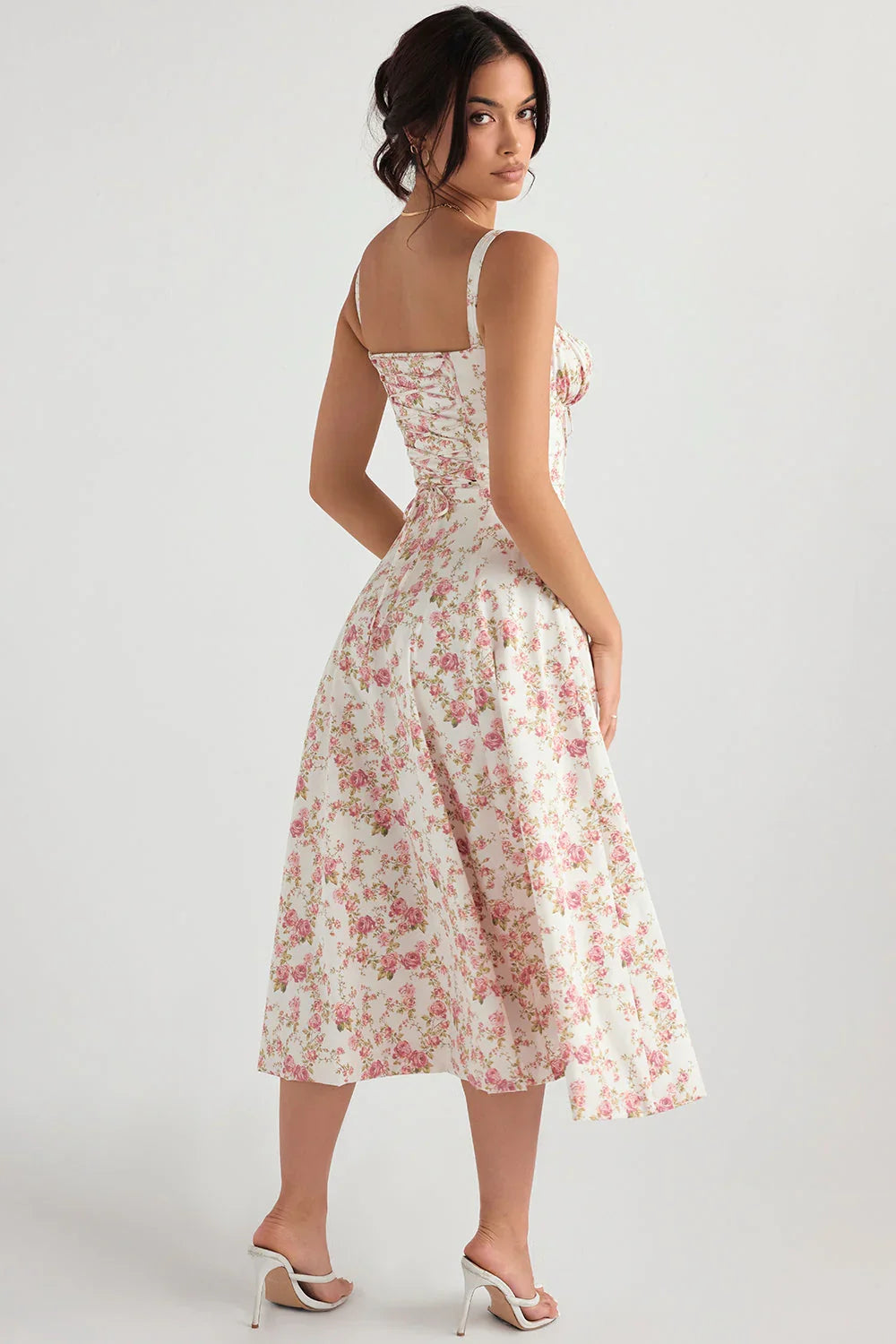 Women's Fitted Midi Dress with Defined Waist