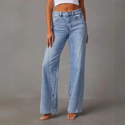 Women's Flared Jeans with Mid Waist and Stretch Denim