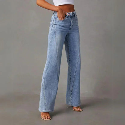 Women's Flared Jeans with Mid Waist and Stretch Denim