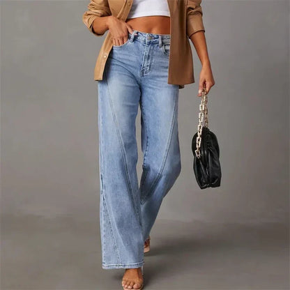 Women's Flared Jeans with Mid Waist and Stretch Denim