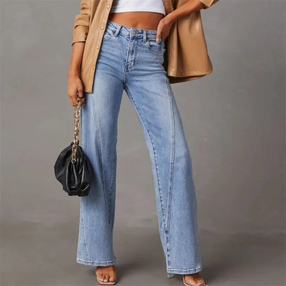 Women's Flared Jeans with Mid Waist and Stretch Denim