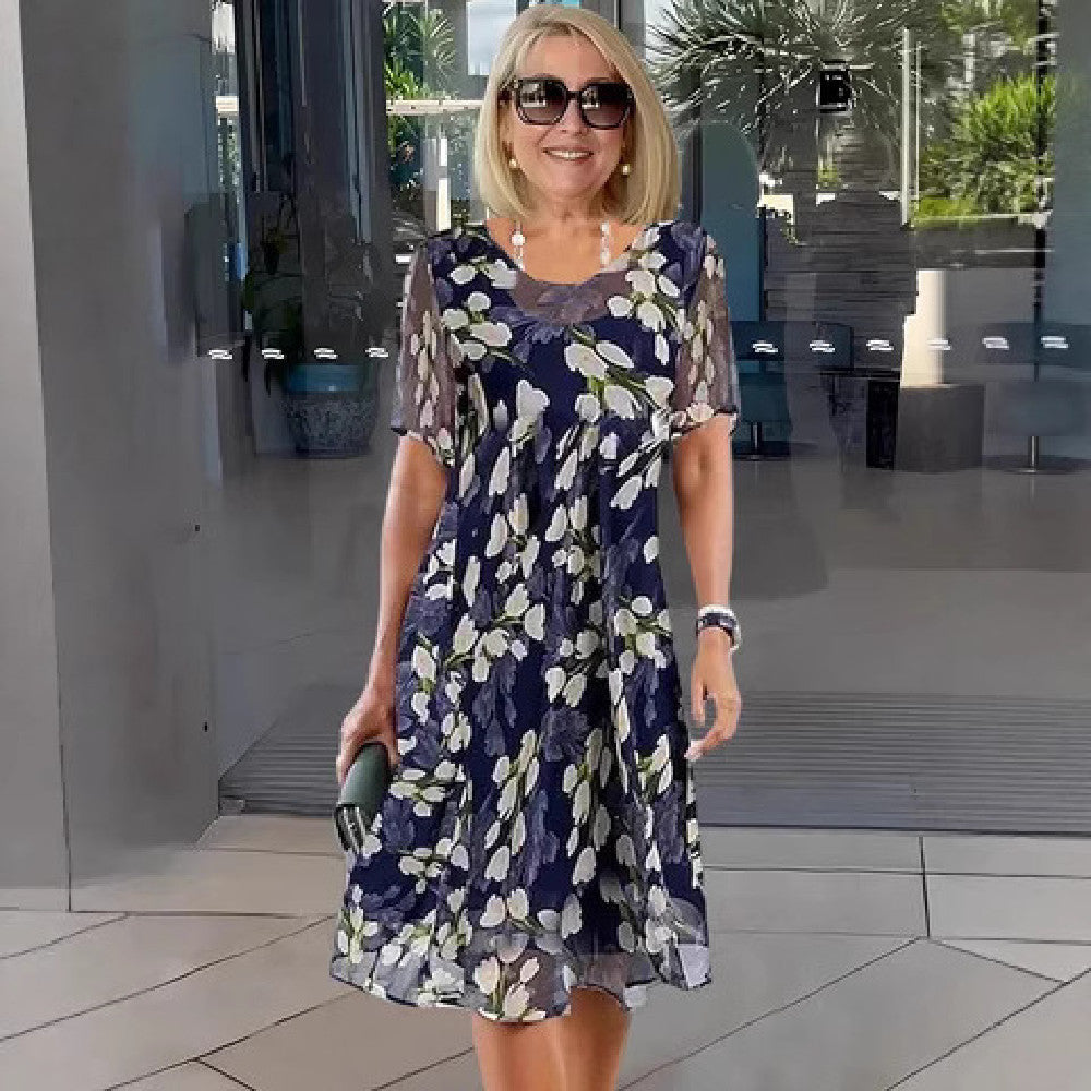 Women's Floral A-Line Midi Dress