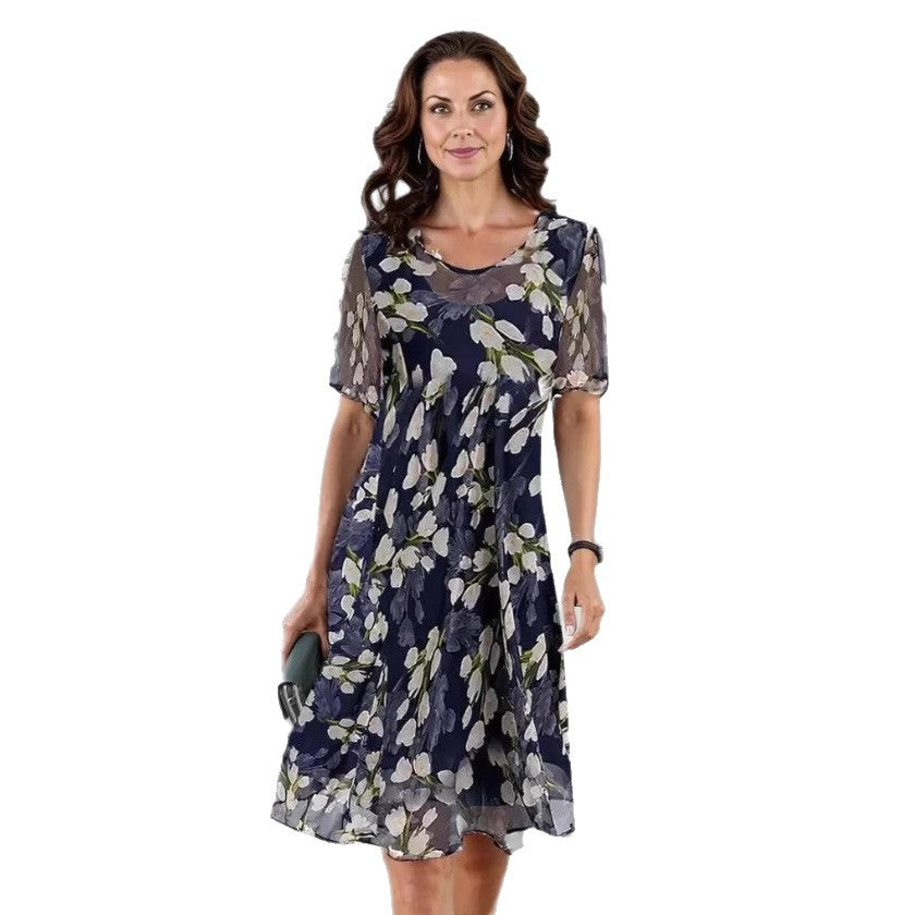Women's Floral A-Line Midi Dress