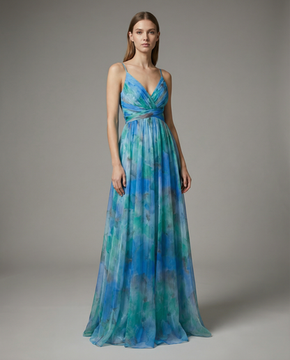 Women's Floral Chiffon Maxi Dress for Summer Evening Events